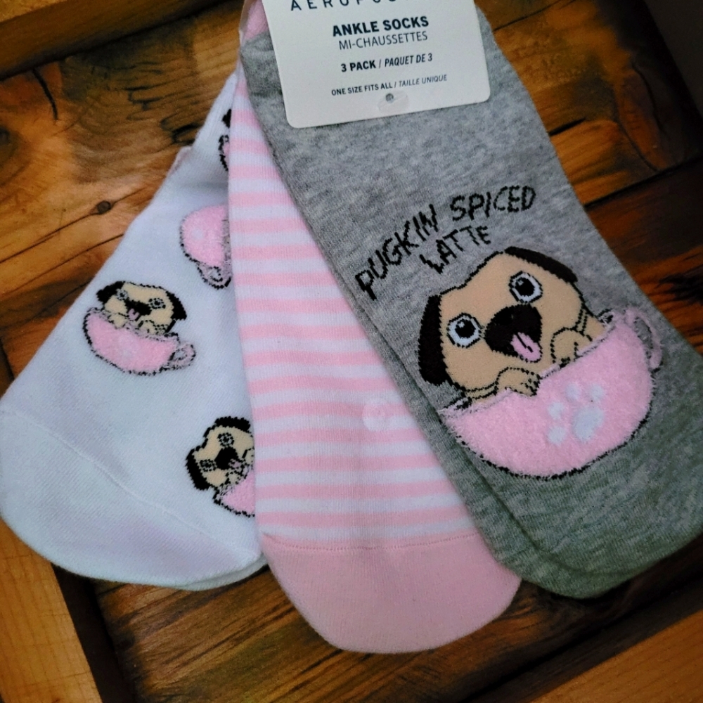 Pug socks - 3 pk. 🦖3/$30🦖